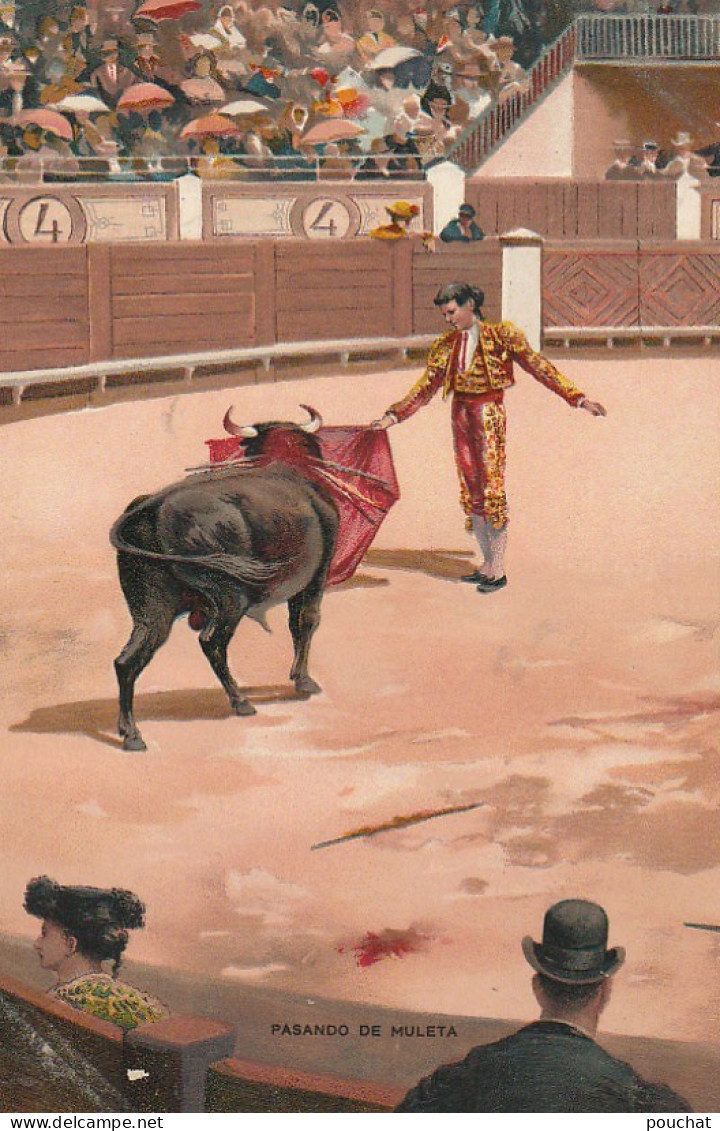 NE 22- CORRIDA - PASANDO DE MULETA - CARTE COULEURS - 2 SCANS  - Corrida