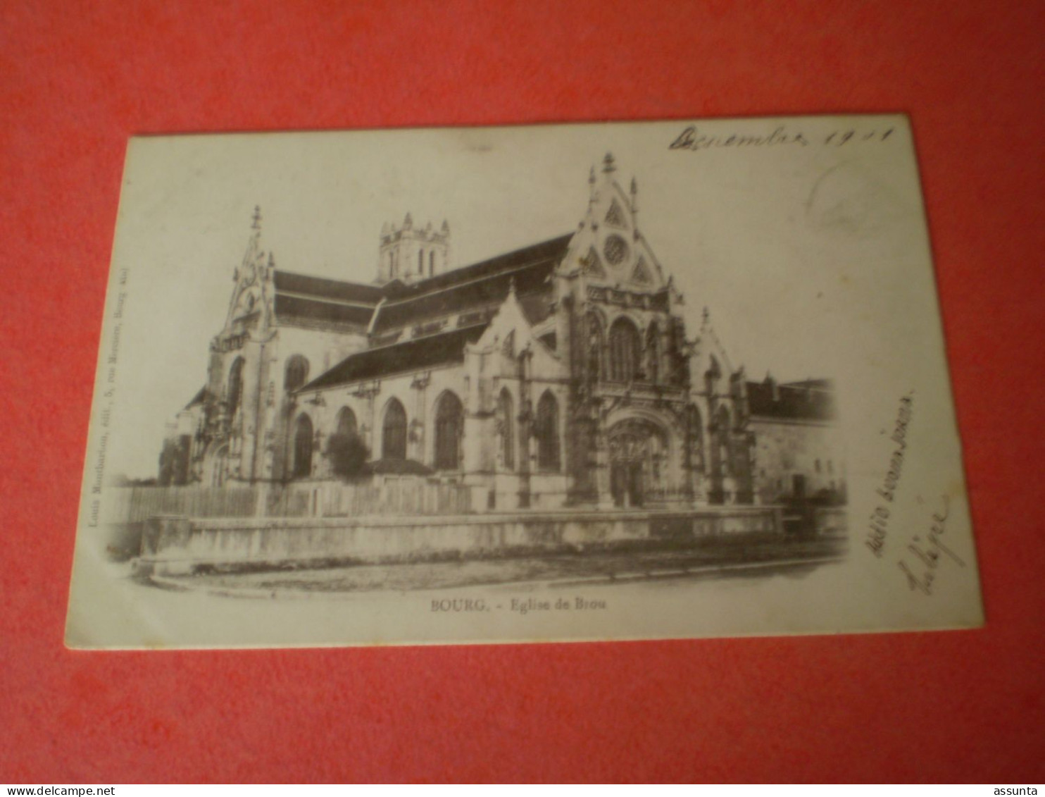 Carte Précurseur église De Brou, Timbre 1c Blanc Seul 1901 - Brou Church