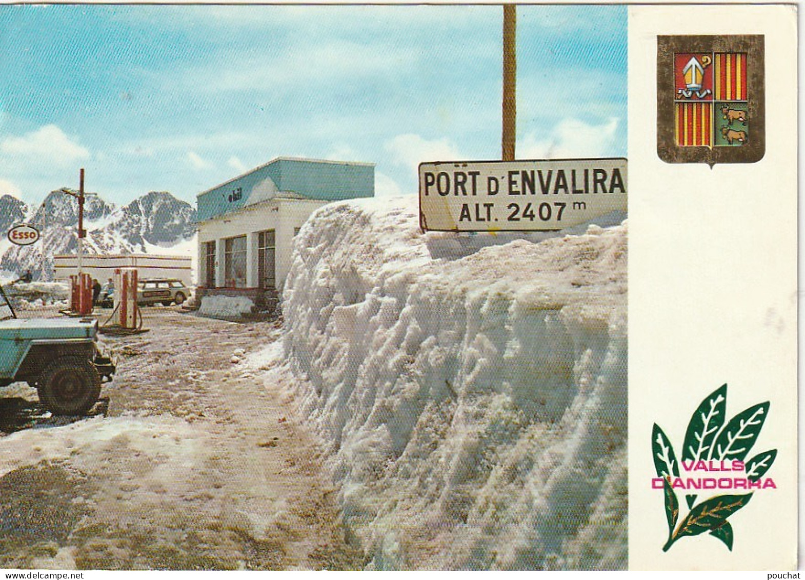 NE 23 - VALLS D' ANDORRA - PORT D' ENVALIRA - STATION D' ESSENCE - AUTOMOBILE : JEEP - 2 SCANS - Andorra