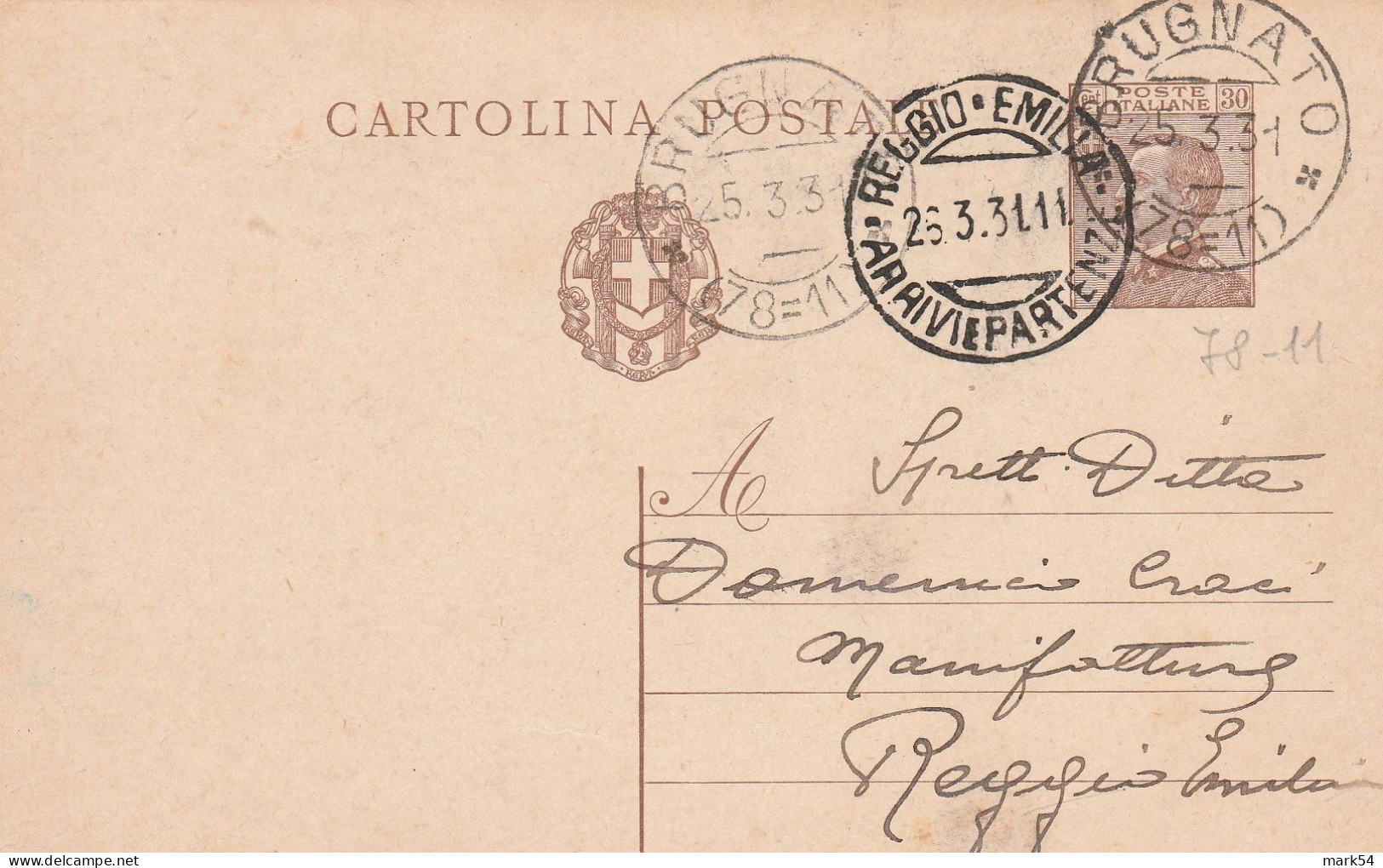 E 213 Brugnato Frazionario 78-11 Del 1931 - Poststempel