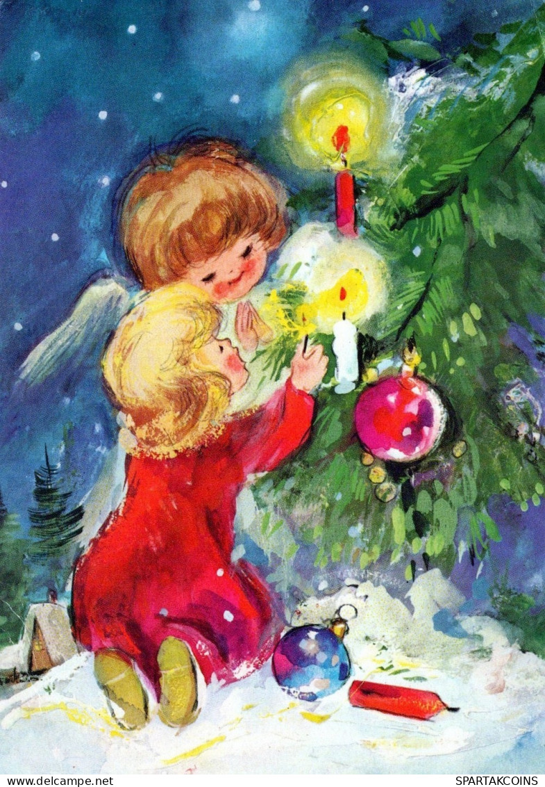 ENGEL WEIHNACHTSFERIEN Feiern & Feste Vintage Ansichtskarte Postkarte CPSM #PAH950.A - Angels