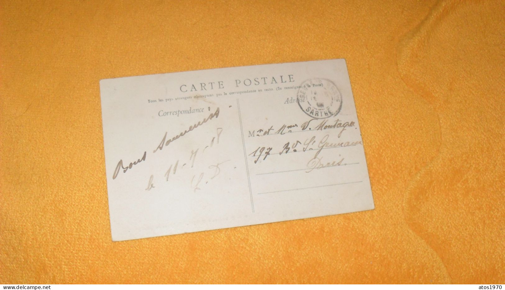 CARTE POSTALE ANCIENNE CIRCULEE DE 1908../ ENVIRONS DE BESSE SUR BRAYE.- CHATEAU DE GLATIGNY...CACHETS + TIMBRE - Autres & Non Classés