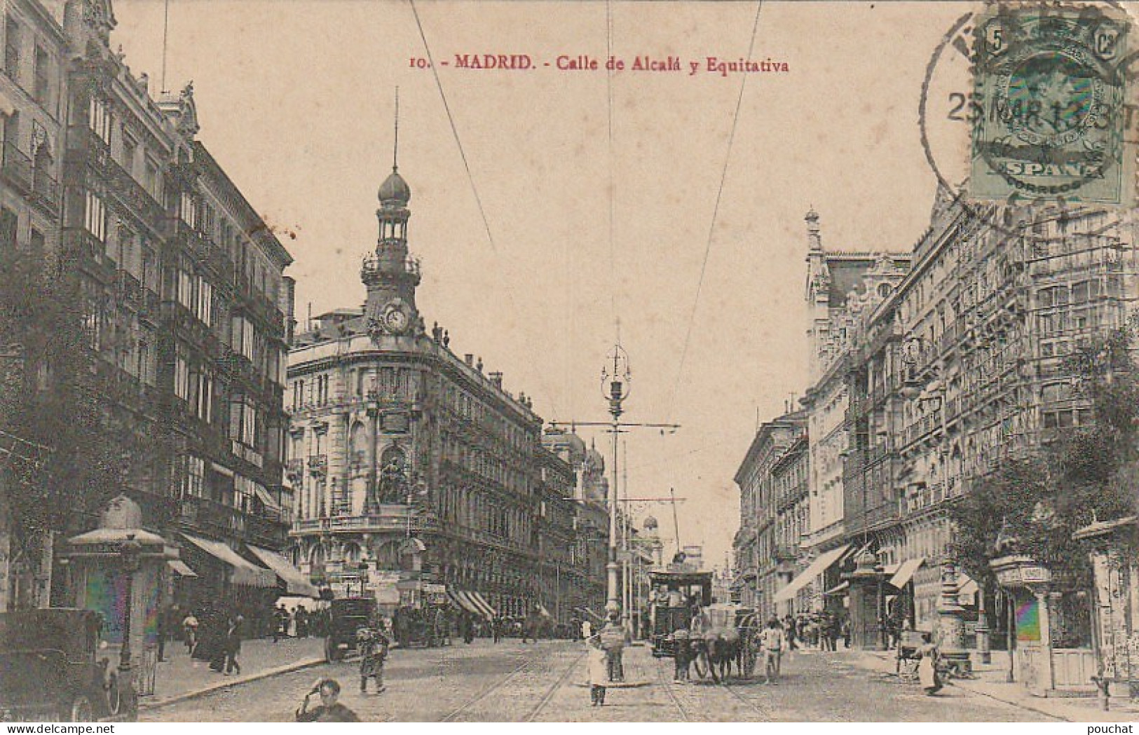 NE 25 - MADRID - CALLE DE ALCALA Y EQUITATIVA  - TRAMWAY - ATTELAGE DE BOEUFS - 2 SCANS - Madrid