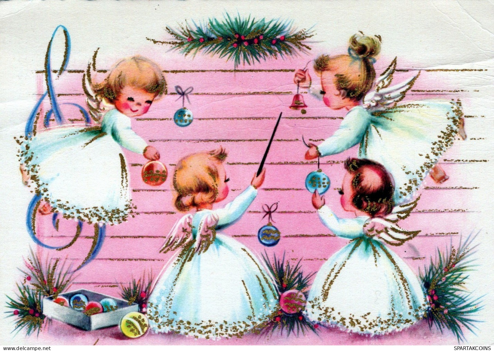 ANGEL CHRISTMAS Holidays Vintage Postcard CPSM #PAH558.A - Angels