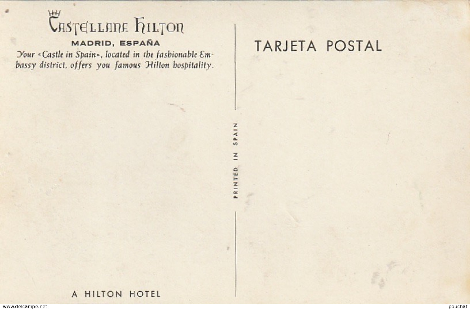 NE 26 - CASTELLANA HILTON - MADRID - CARTE COLORISEE - ILLUSTRATION  - 2 SCANS - Madrid