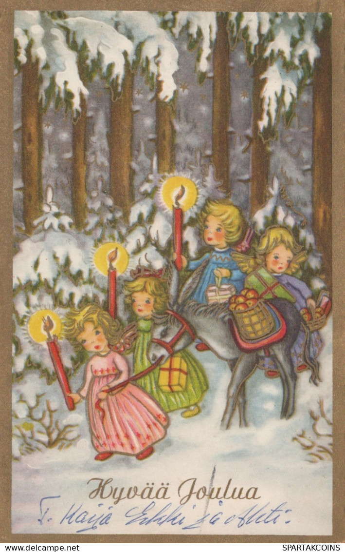 ANGELO Buon Anno Natale Vintage Cartolina CPSMPF #PAG854.A - Anges