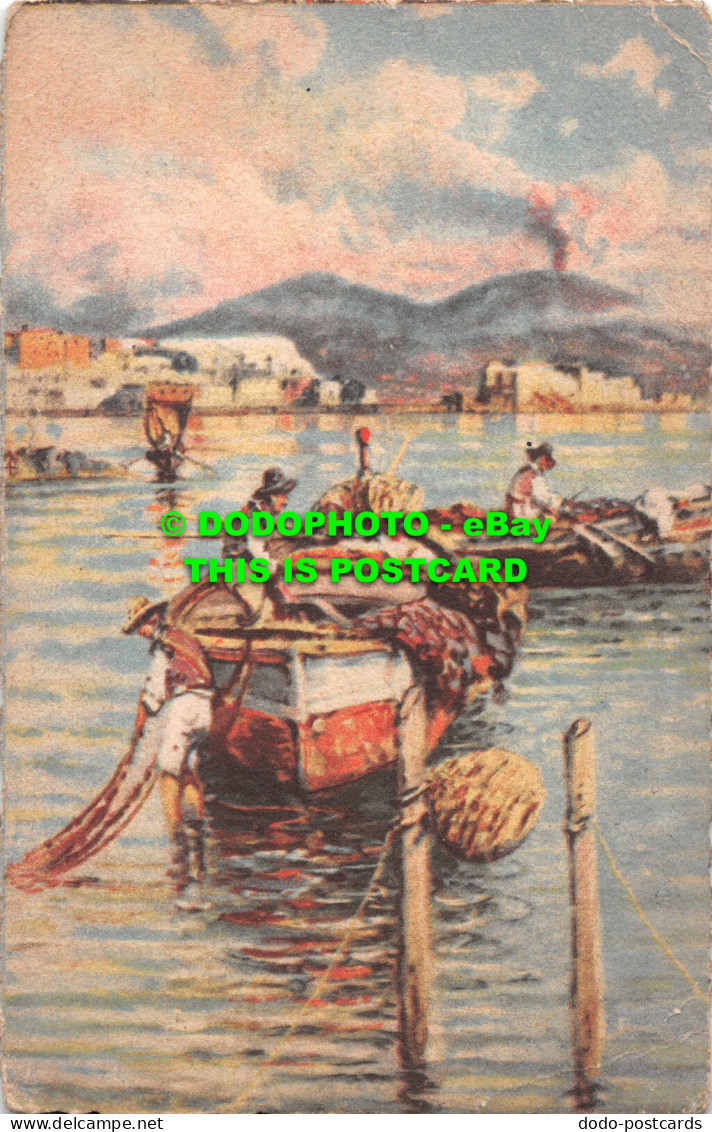 R549704 Napoli. Vesuvio Con Barche. Pittore G. Carelli. A. Scrocchi - World