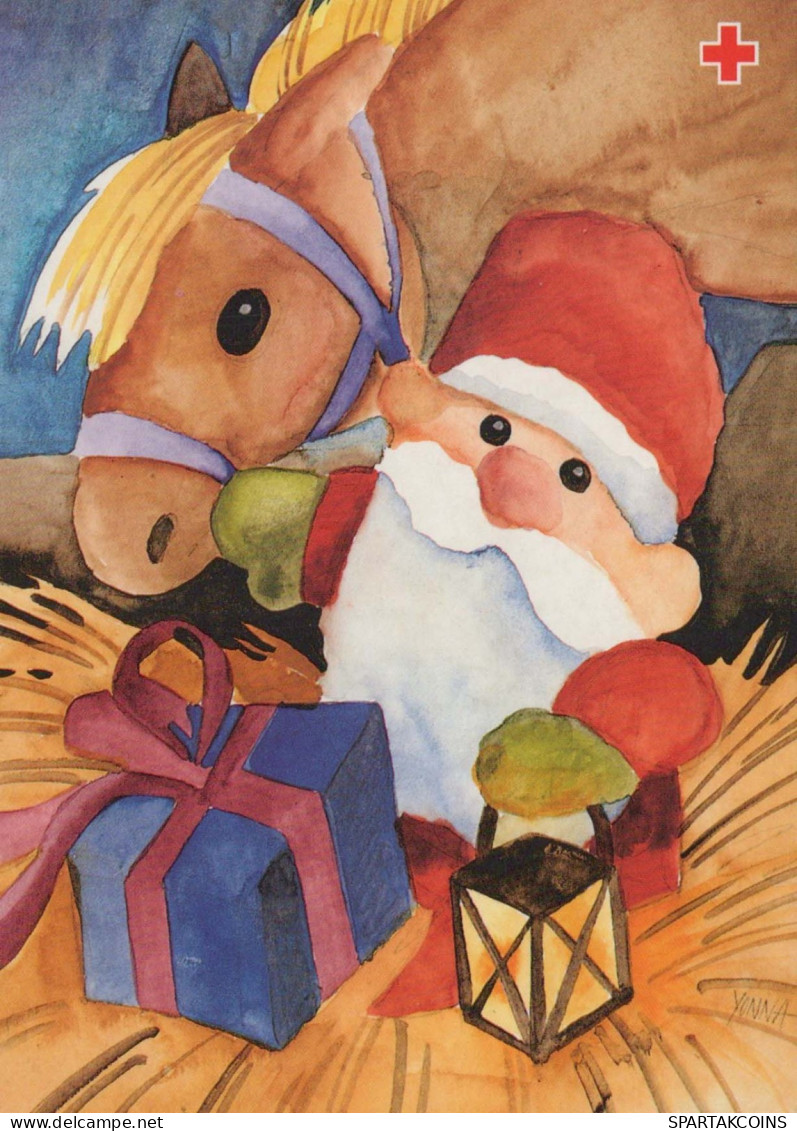 BABBO NATALE Buon Anno Natale Vintage Cartolina CPSM #PAU473.A - Santa Claus