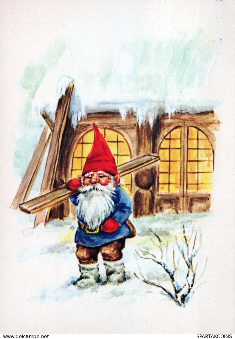 PAPÁ NOEL Feliz Año Navidad GNOMO Vintage Tarjeta Postal CPSM #PAU442.A - Santa Claus