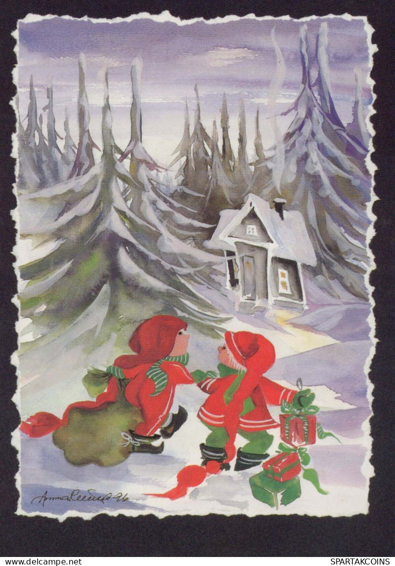 PÈRE NOËL Bonne Année Noël GNOME Vintage Carte Postale CPSM #PAU224.A - Santa Claus