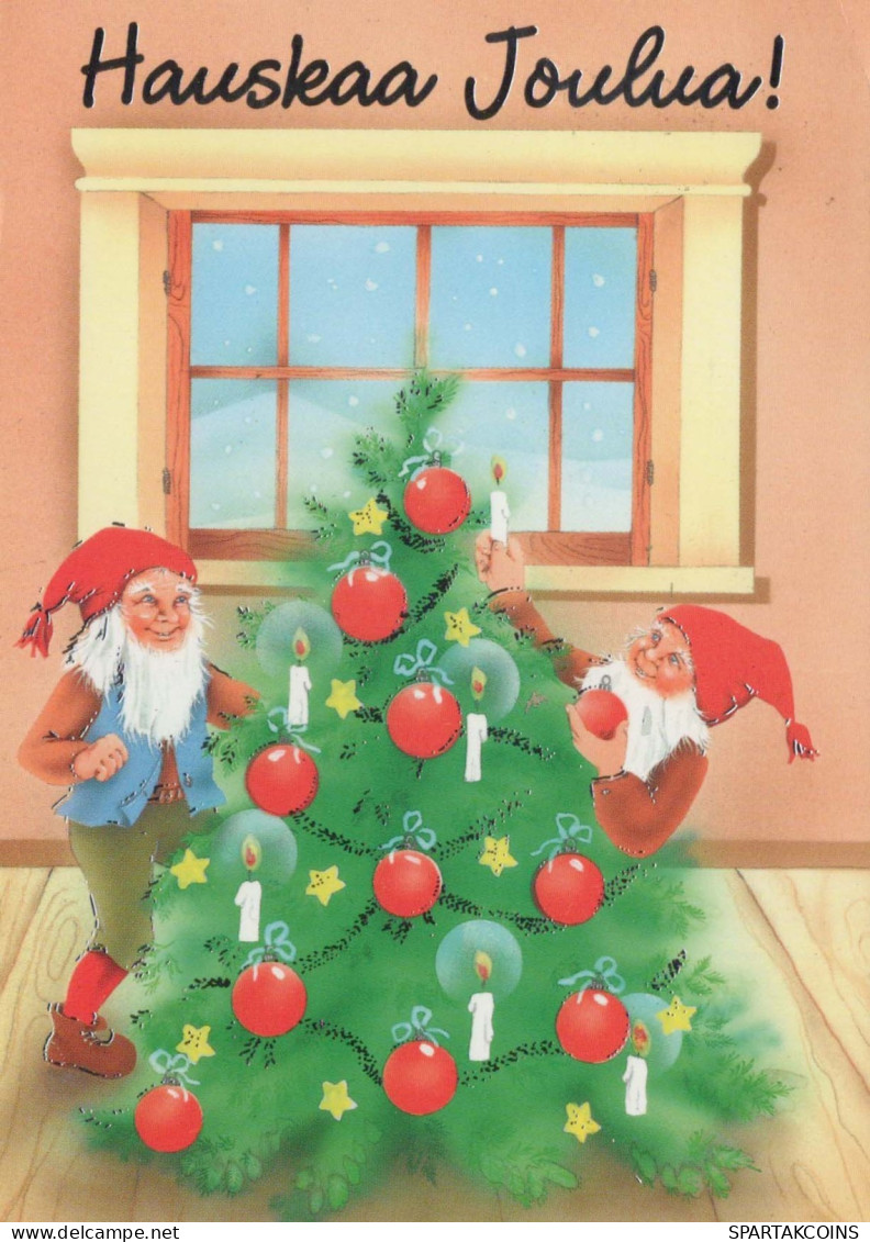 SANTA CLAUS Happy New Year Christmas GNOME Vintage Postcard CPSM #PAU206.A - Santa Claus