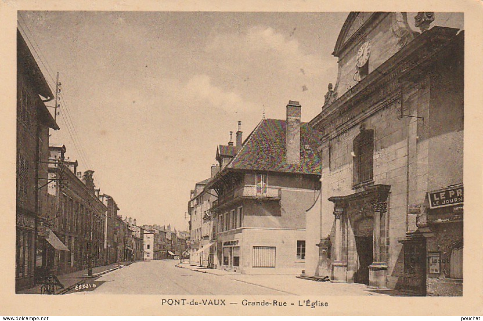 OP 1-(01) PONT DE VAUX - GRANDE RUE - L' EGLISE - COMMERCES  - 2 SCANS - Pont-de-Vaux