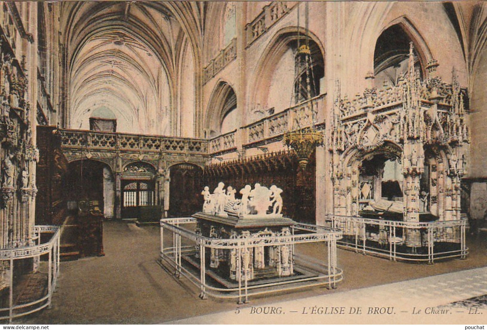 OP 1- (01) BOURG - L' EGLISE DE BROU - LE CHOEUR - CARTE COLORISEE - 2 SCANS - Brou - Kerk