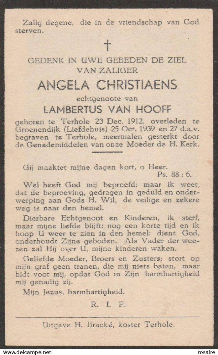 Prentje Christiaens-terhole -zie Scan - Images Religieuses