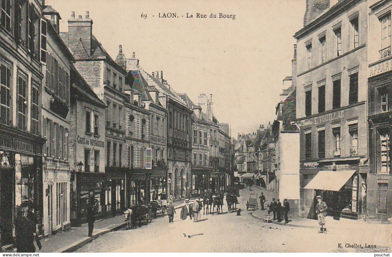 OP 2 -(02) LAON - LA RUE DU BOURG - COMMERCES - CALECHES - ANIMATION - 2 SCANS - Laon