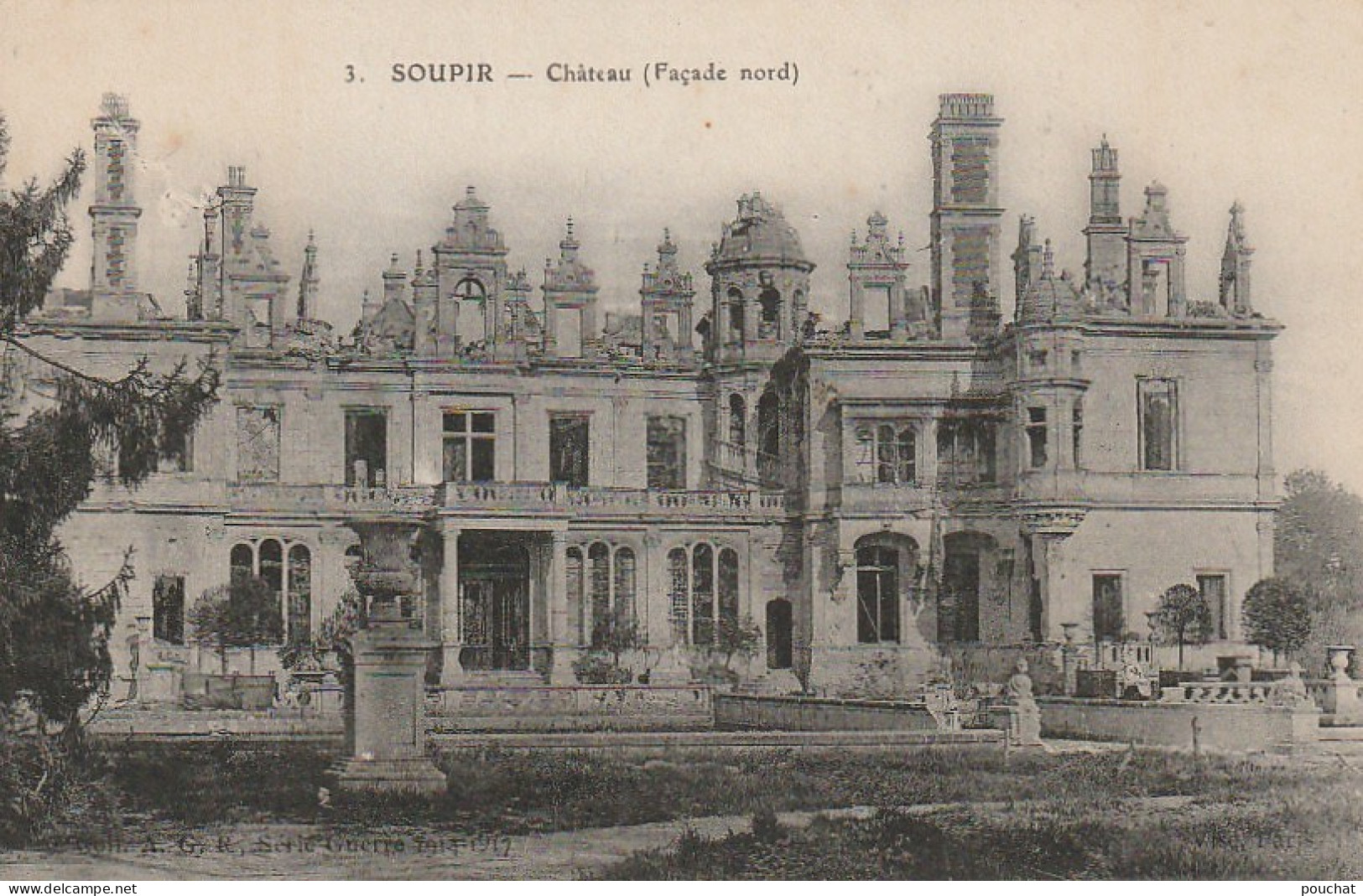 OP 2-(02) SOUPIR - CHATEAU ( FACADE NORD ) - SERIE GUERRE 1914 / 1917- 2 SCANS - Other & Unclassified