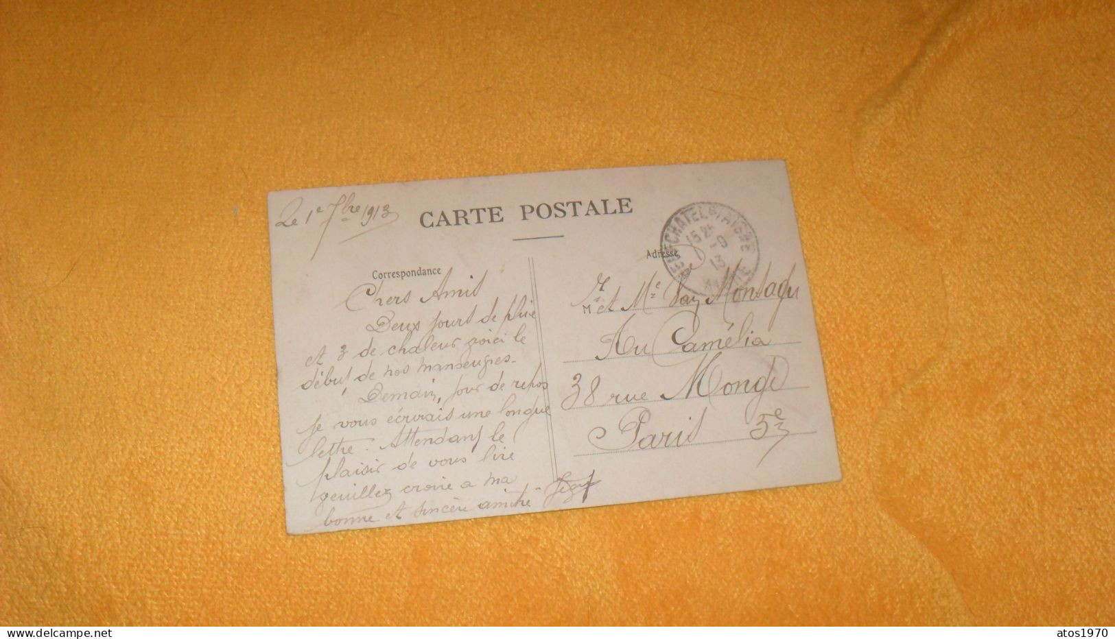 CARTE POSTALE ANCIENNE CIRCULEE DE 1913../ NEUFCHATEL SUR AISNE.- LE VIEUX MOULIN...CACHETS + TIMBRE - Other & Unclassified