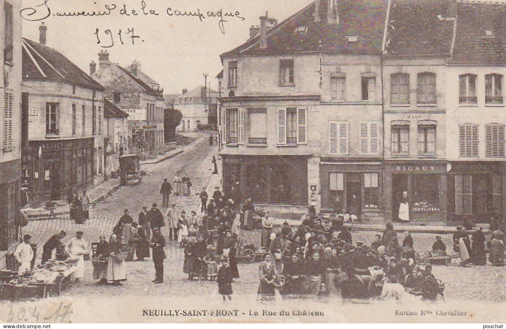 OP 2-(02) NEUILLY SAINT FRONT - LA RUE DU CHATEAU - COMMERCES - ETALS - ANIMATION - 2 SCANS - Other & Unclassified