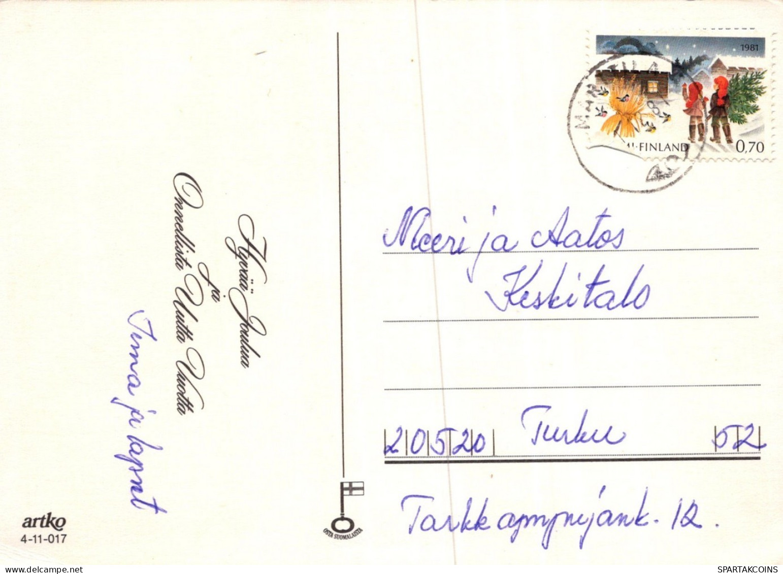 PAPÁ NOEL NAVIDAD Fiesta Vintage Tarjeta Postal CPSM #PAK976.A - Santa Claus