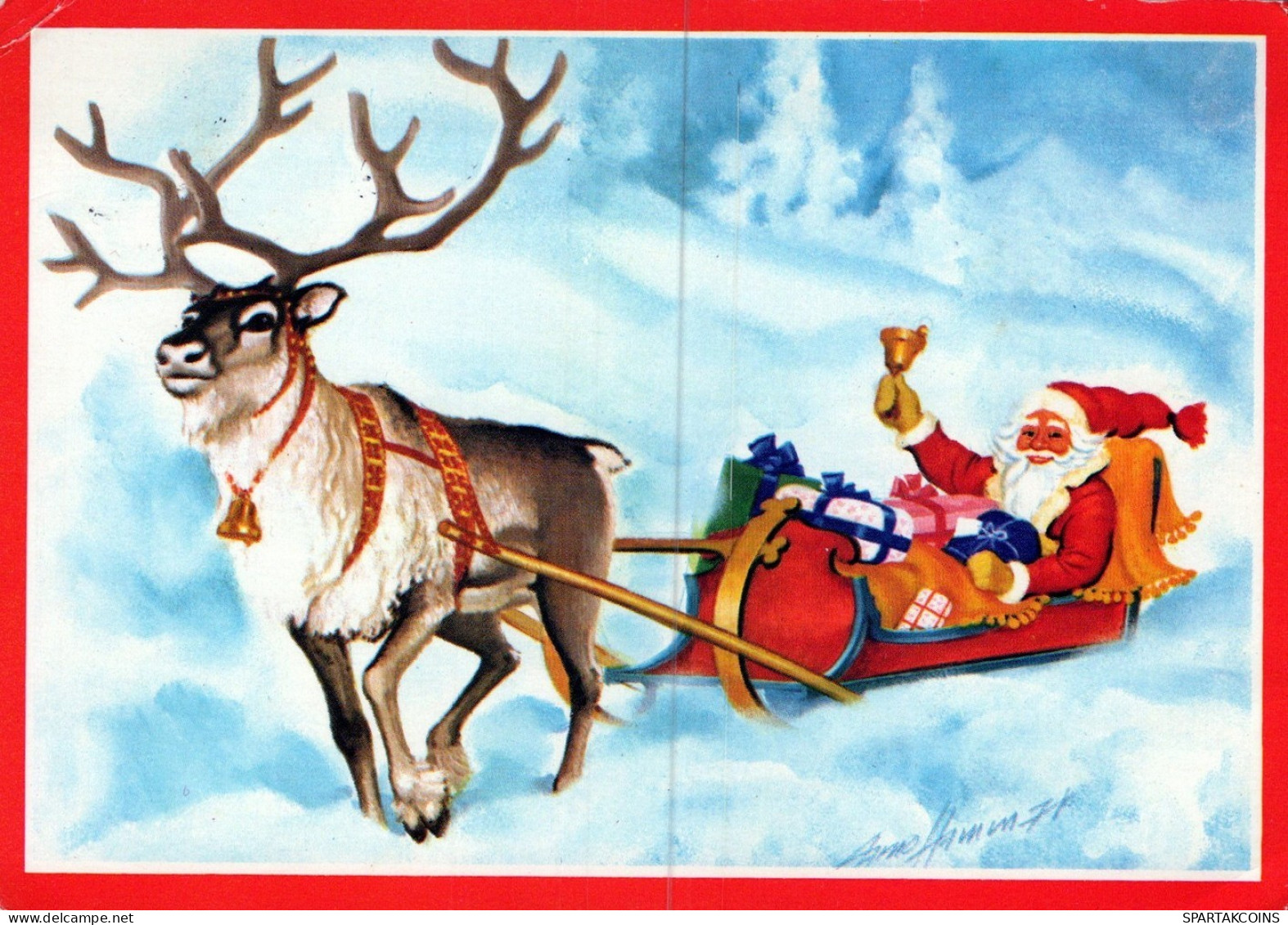 PÈRE NOËL Animaux NOËL Fêtes Voeux Vintage Carte Postale CPSM #PAK943.A - Santa Claus