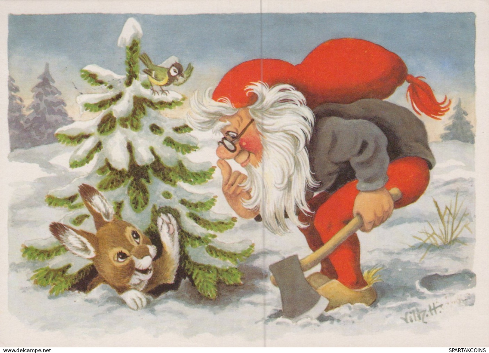 PAPÁ NOEL NAVIDAD Fiesta Vintage Tarjeta Postal CPSM #PAK915.A - Santa Claus