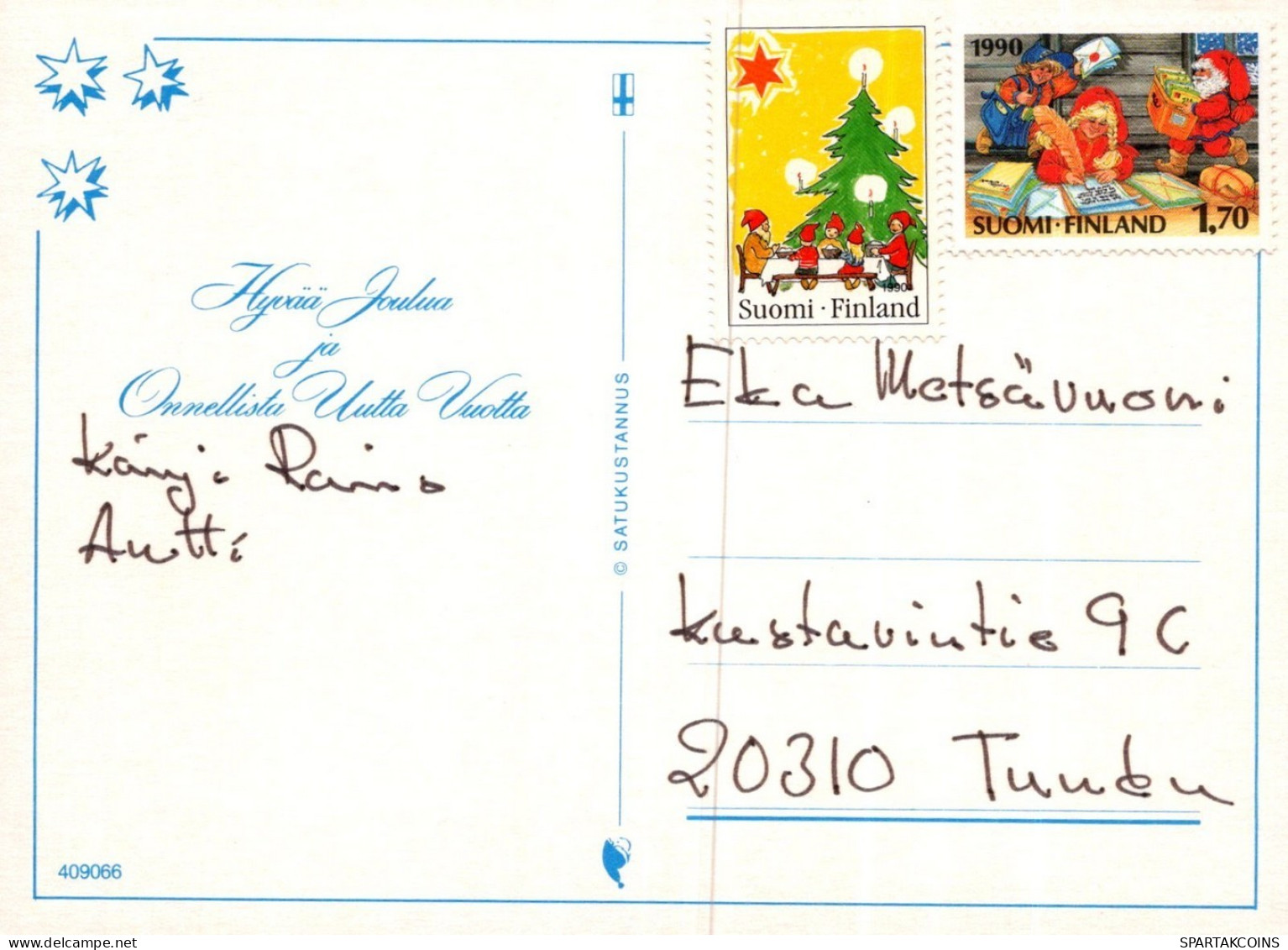 PÈRE NOËL Animaux NOËL Fêtes Voeux Vintage Carte Postale CPSM #PAK753.A - Santa Claus