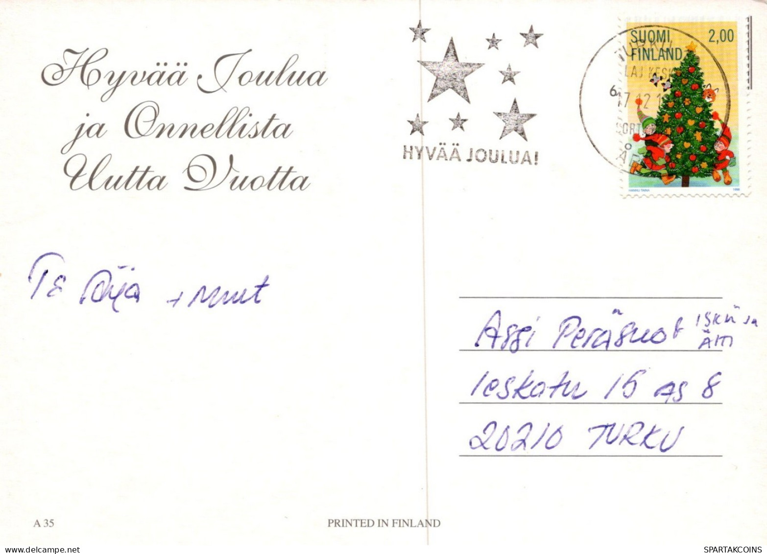 BABBO NATALE Animale Natale Vintage Cartolina CPSM #PAK594.A - Santa Claus
