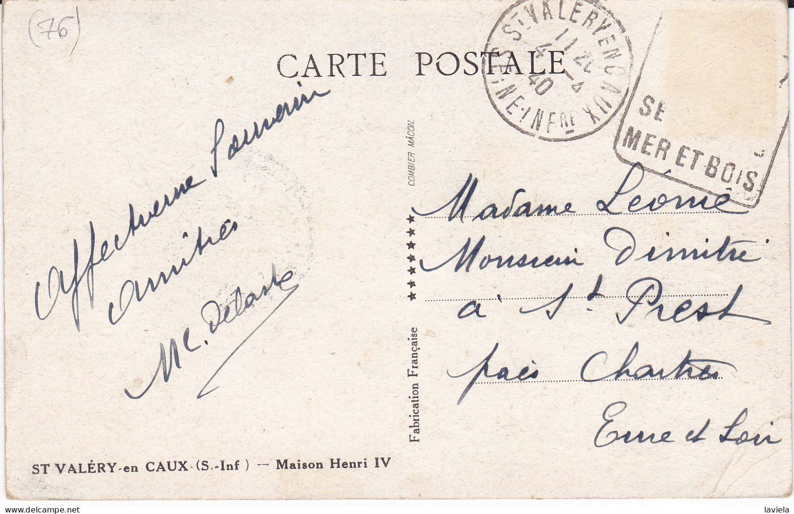 76 ST VALERY-en-CAUX - Maison Henri IV - Circulée 1940 - Saint Valery En Caux