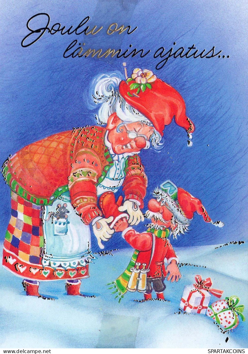 PAPÁ NOEL Feliz Año Navidad GNOMO Vintage Tarjeta Postal CPSM #PBL674.A - Santa Claus