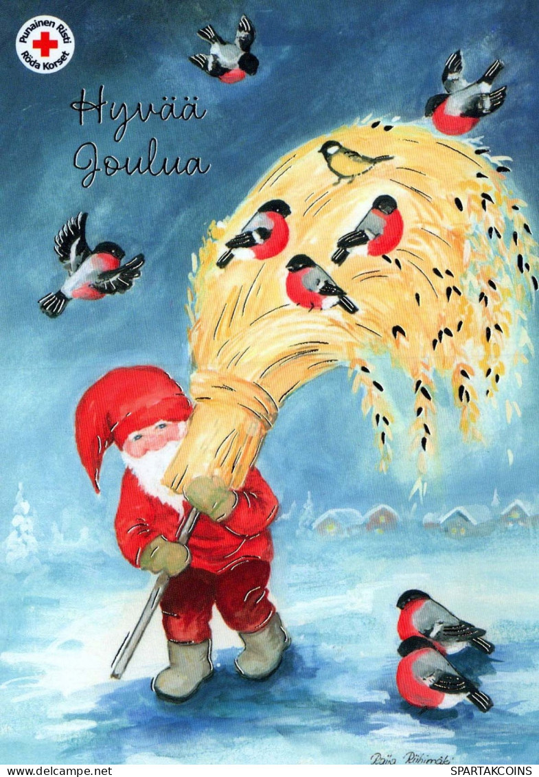 SANTA CLAUS Happy New Year Christmas GNOME Vintage Postcard CPSM #PBL593.A - Santa Claus