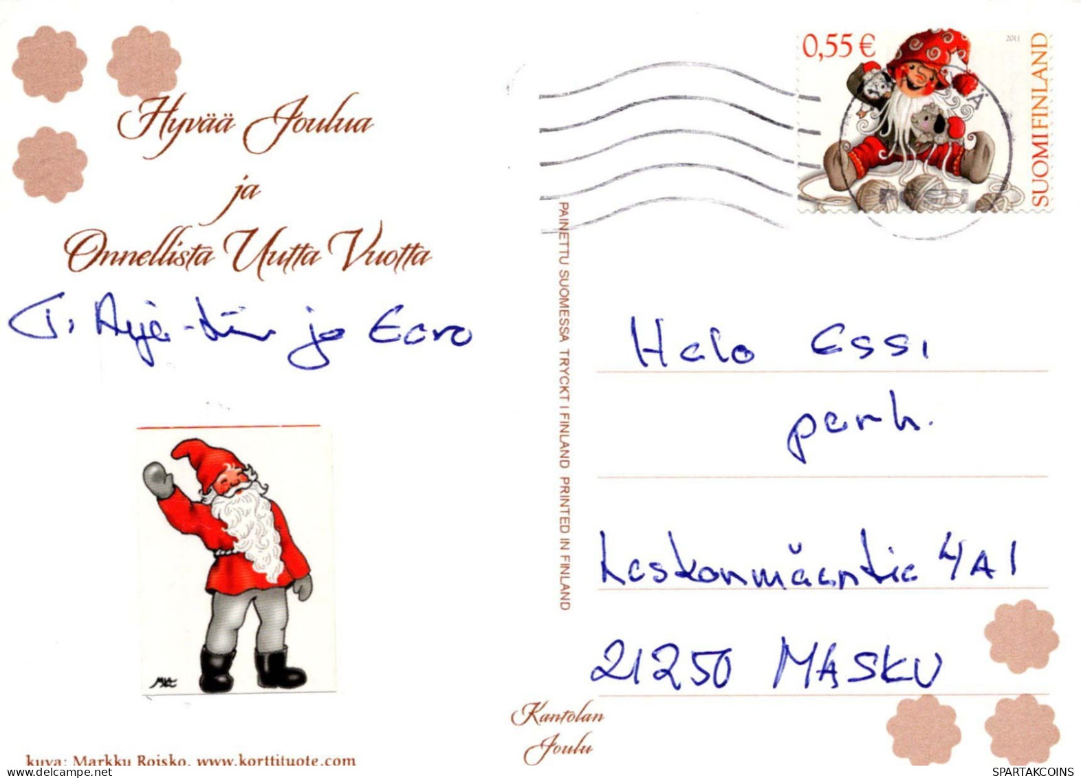 PAPÁ NOEL Feliz Año Navidad Vintage Tarjeta Postal CPSM #PBL574.A - Santa Claus