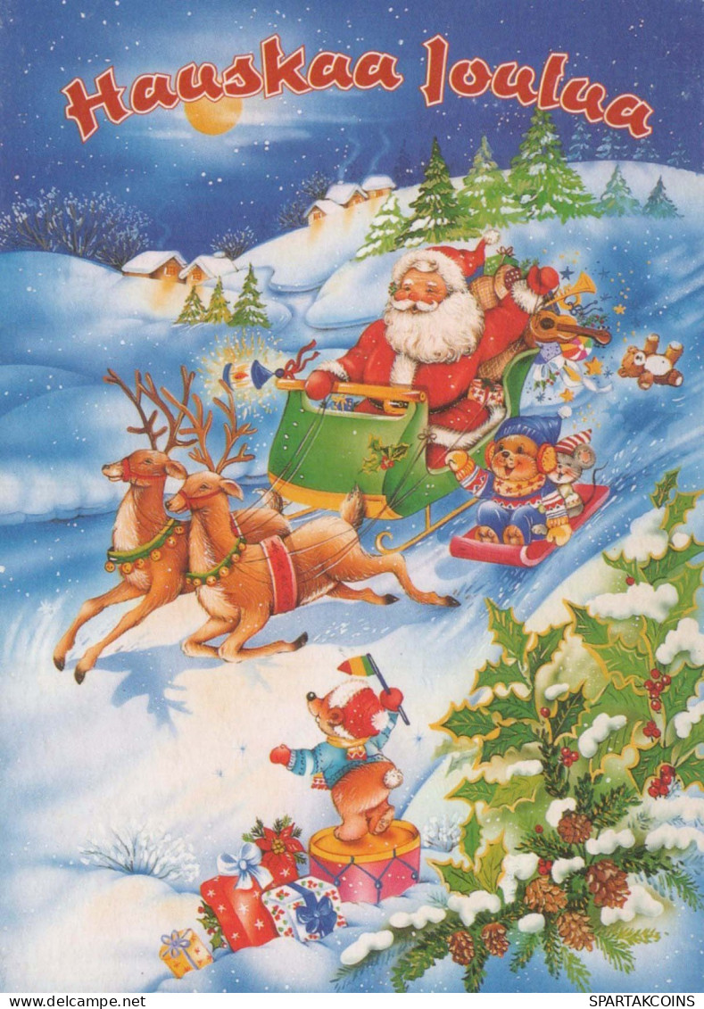 PAPÁ NOEL Feliz Año Navidad Vintage Tarjeta Postal CPSM #PBL549.A - Santa Claus