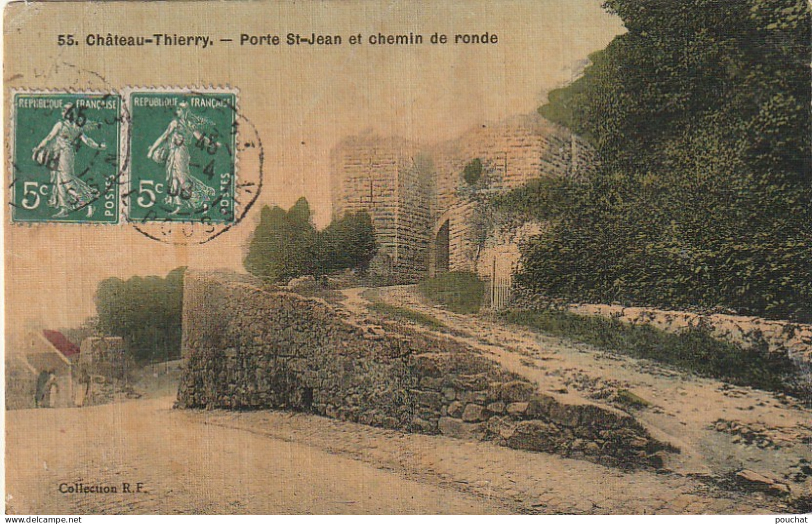 OP 2-(02) CHATEAU THIERRY - PORTE SAINT JEAN ET CHEMIN DE RONDE - CARTE COLORISEE - 2 SCANS - Chateau Thierry