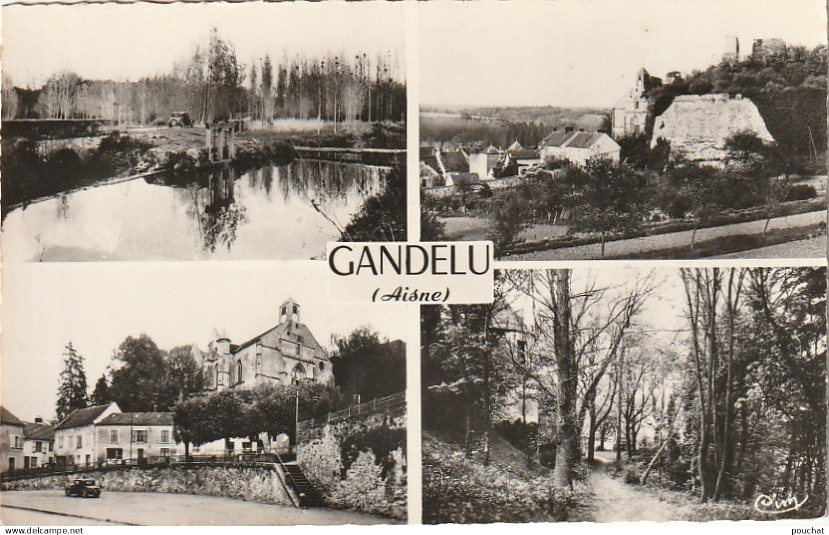 OP 3-(02) GANDELU - CARTE MULTIVUES - PUBLICITE HOTEL RESTAURANT BOSC - 2 SCANS - Other & Unclassified