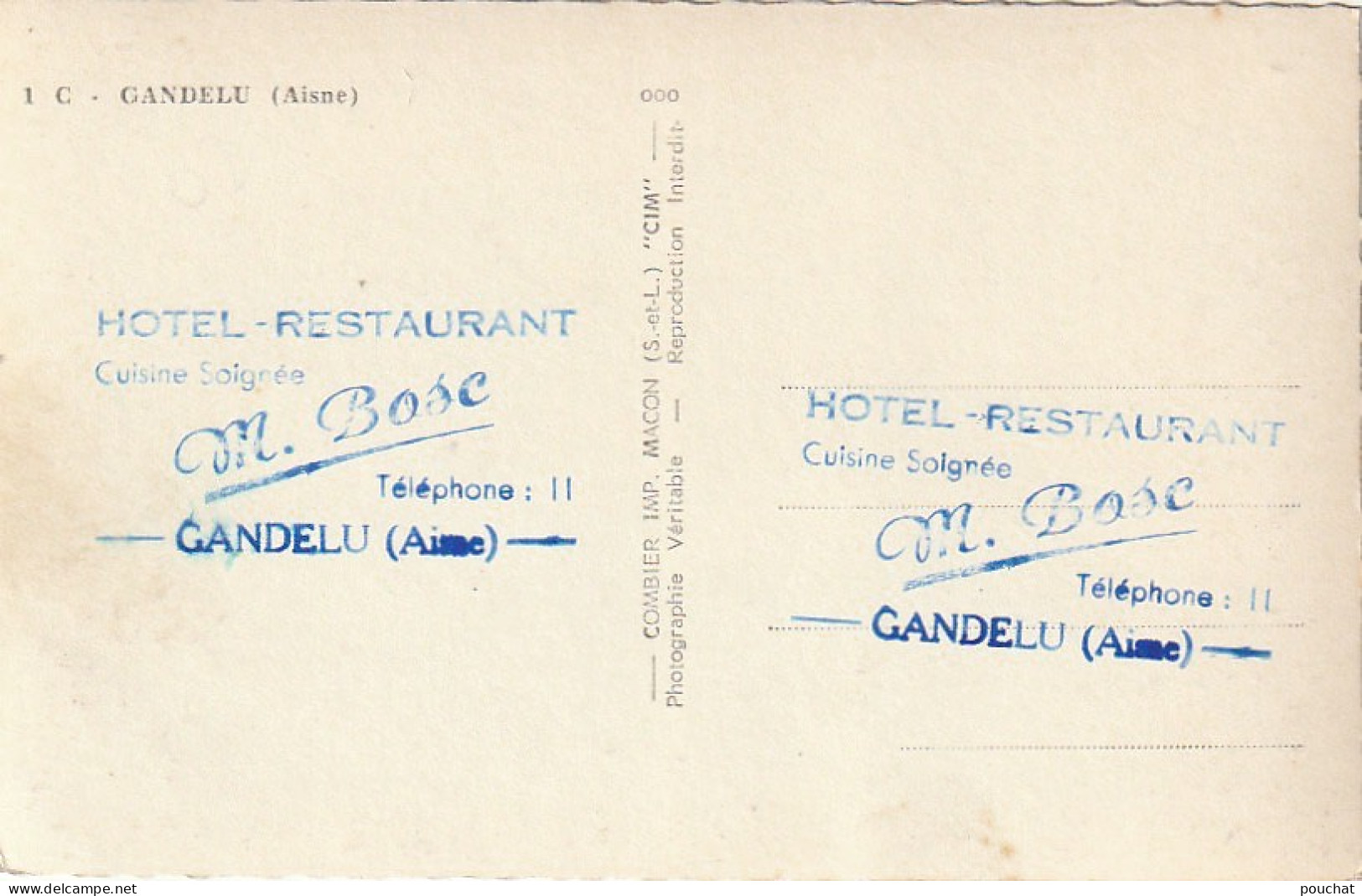 OP 3-(02) GANDELU - CARTE MULTIVUES - PUBLICITE HOTEL RESTAURANT BOSC - 2 SCANS - Other & Unclassified