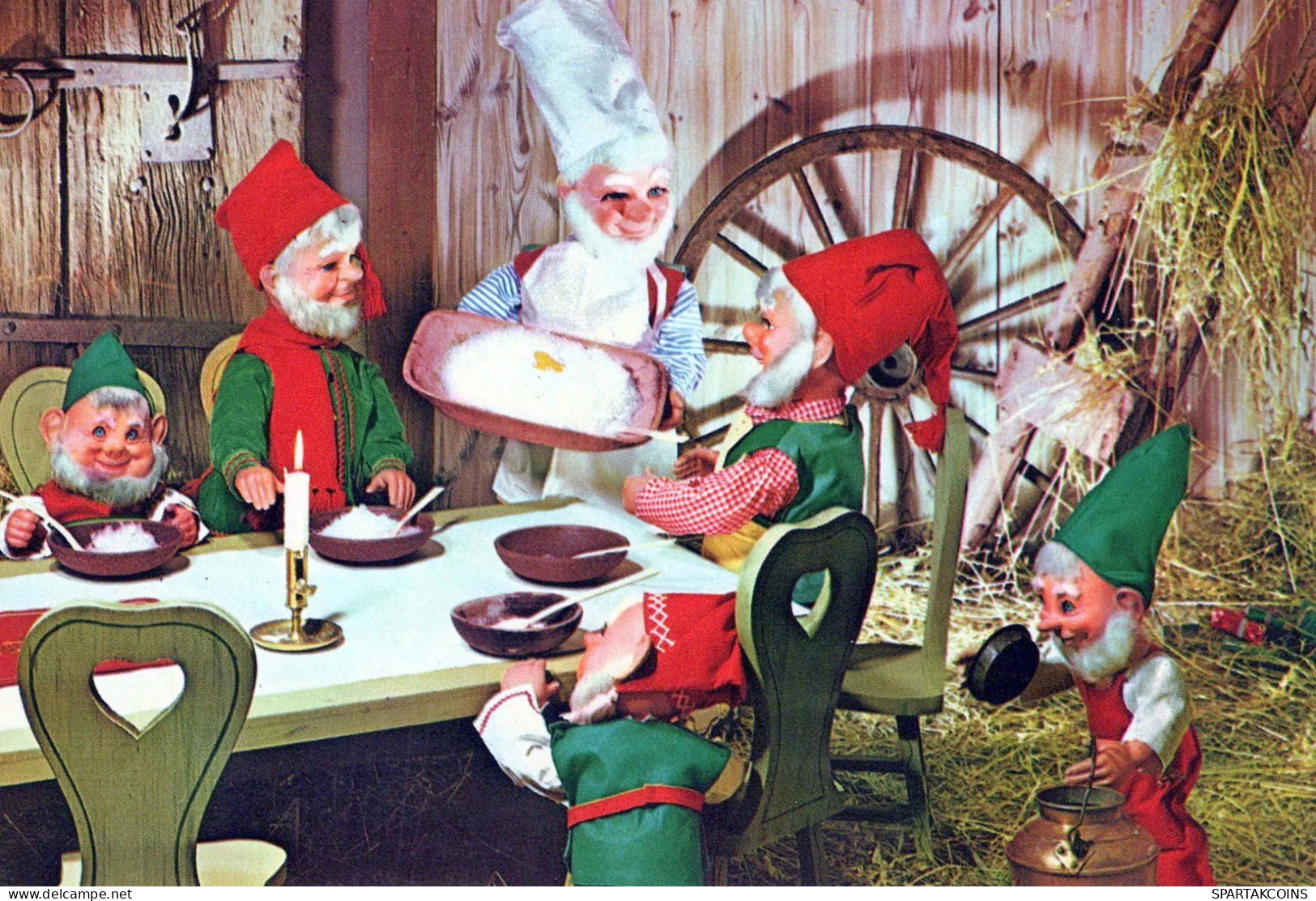 PÈRE NOËL Bonne Année Noël GNOME Vintage Carte Postale CPSM #PBA989.A - Santa Claus
