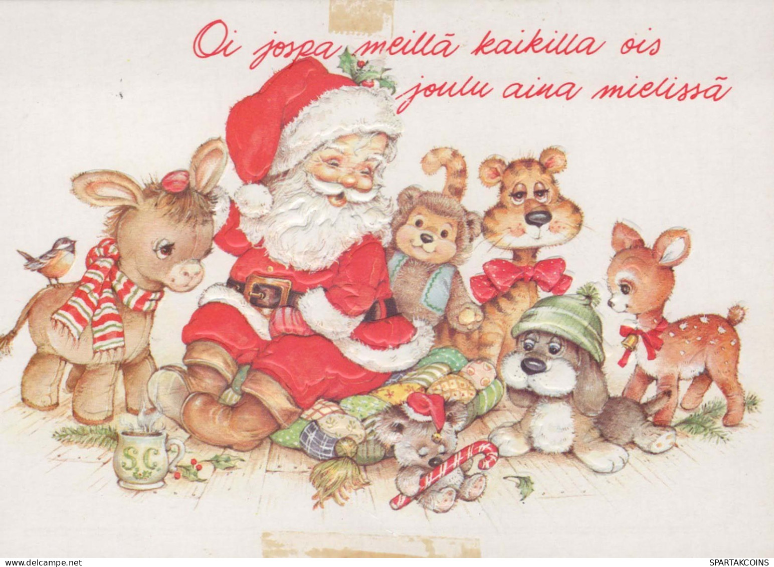 PAPÁ NOEL Feliz Año Navidad Vintage Tarjeta Postal CPSM #PBA942.A - Santa Claus