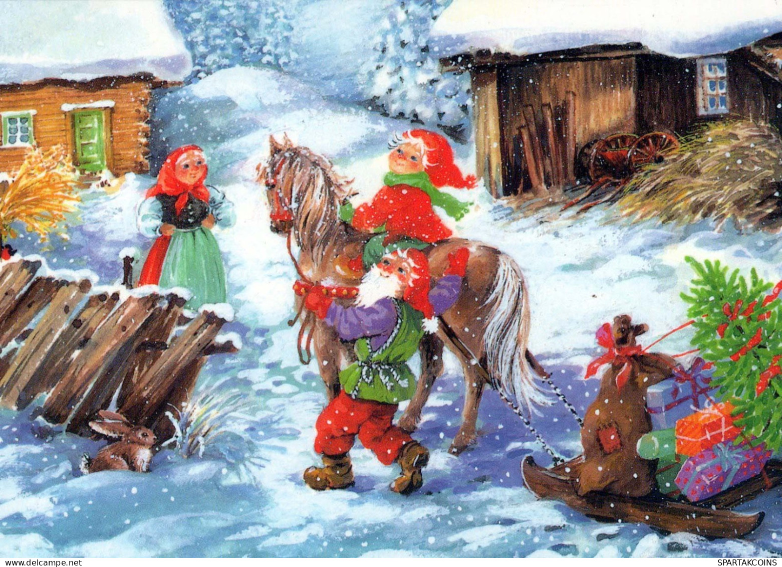 BABBO NATALE Buon Anno Natale GNOME Vintage Cartolina CPSM #PBA938.A - Santa Claus