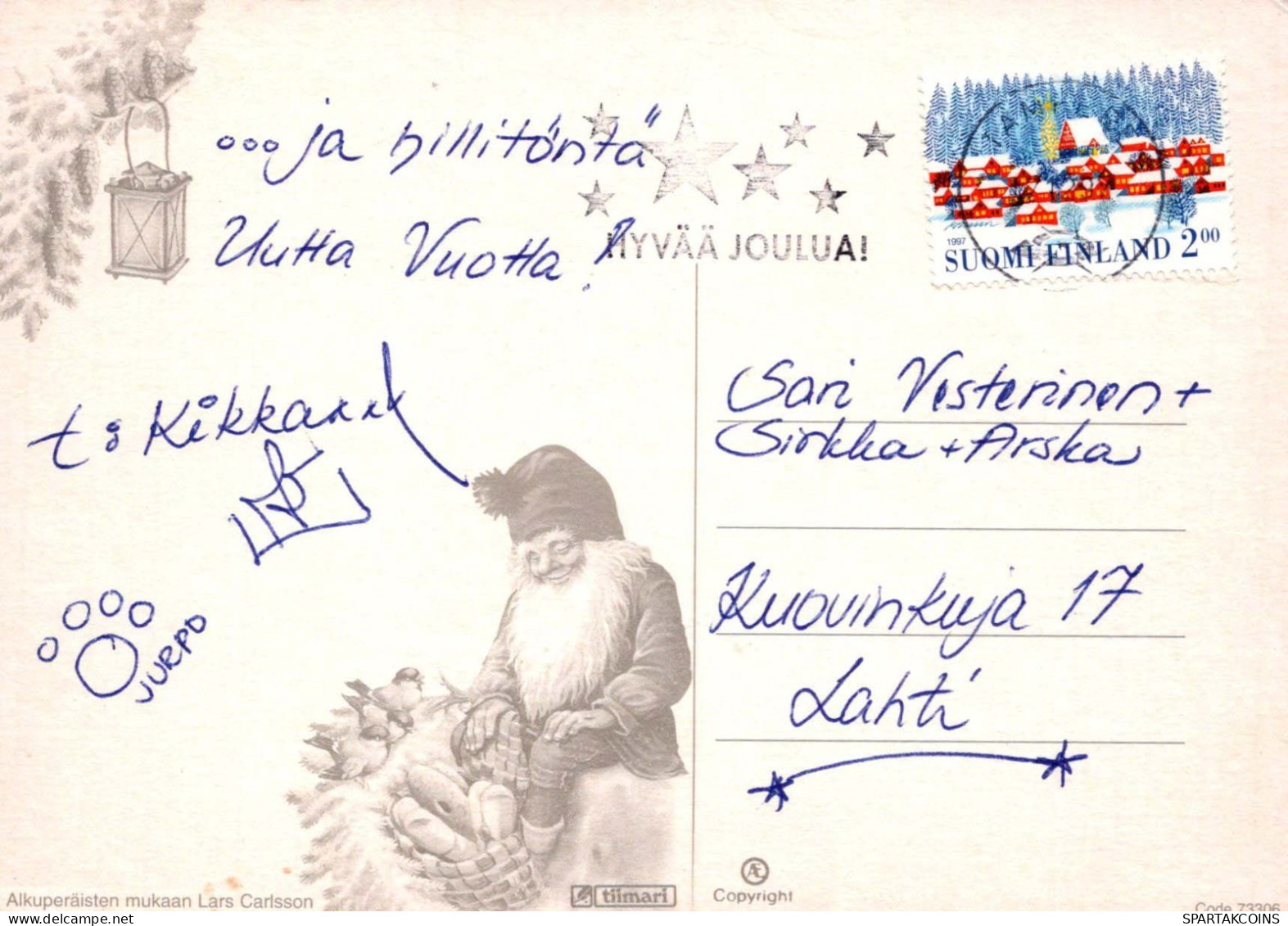 PAPÁ NOEL Feliz Año Navidad GNOMO Vintage Tarjeta Postal CPSM #PBA752.A - Santa Claus