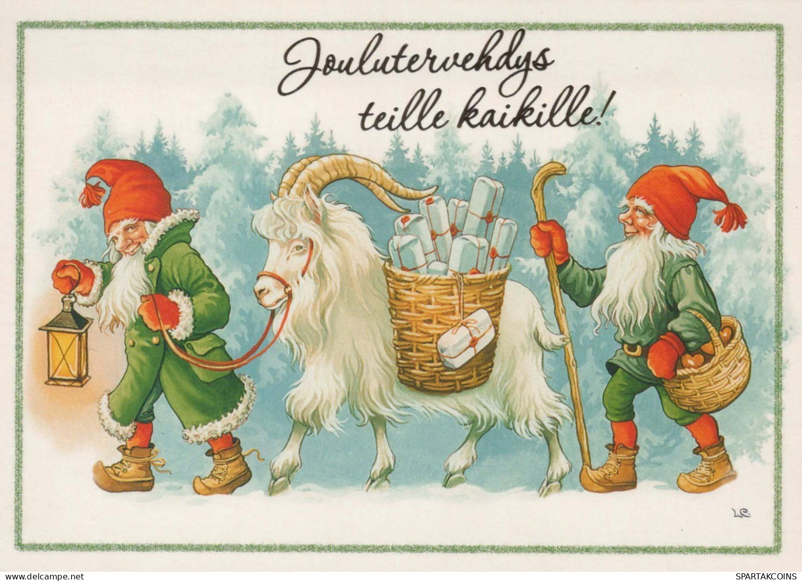PAPÁ NOEL Feliz Año Navidad GNOMO Vintage Tarjeta Postal CPSM #PBA712.A - Santa Claus