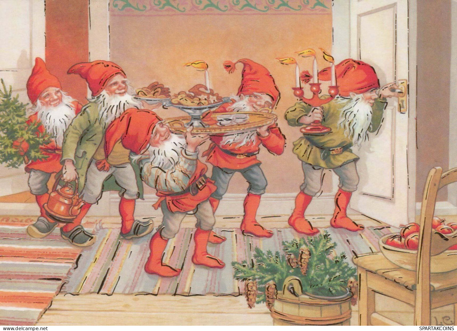 PÈRE NOËL Bonne Année Noël GNOME Vintage Carte Postale CPSM #PBA669.A - Santa Claus
