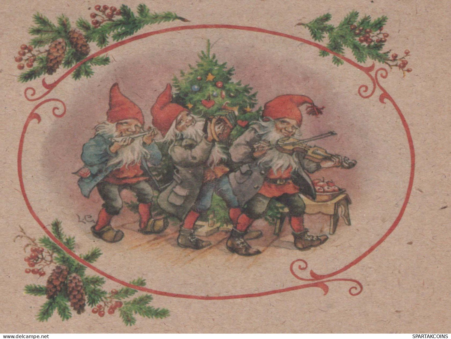 PÈRE NOËL Bonne Année Noël GNOME Vintage Carte Postale CPSM #PBA694.A - Santa Claus