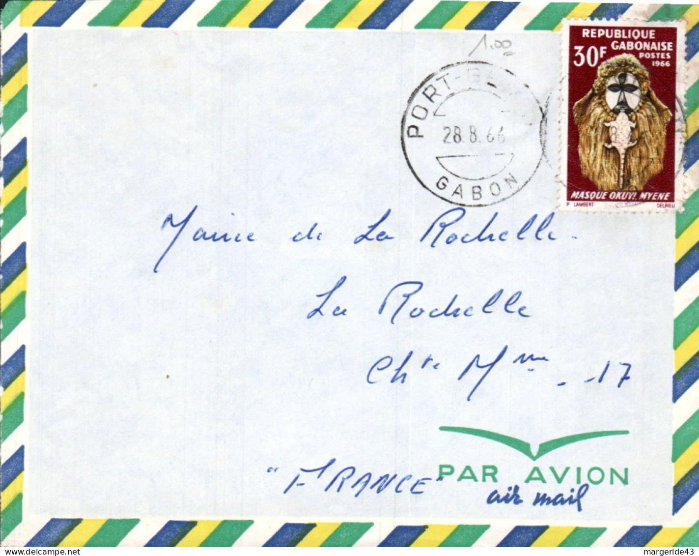 GABON SUR  LETTTRE POUR LA FRANCE 1966 - Gabon (1960-...)