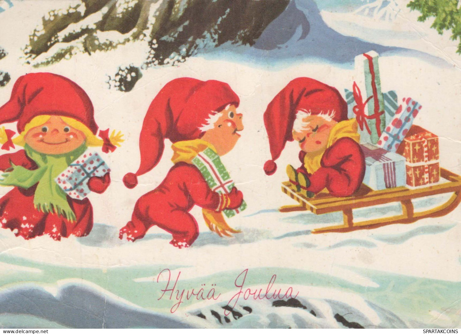 SANTA CLAUS Happy New Year Christmas GNOME Vintage Postcard CPSM #PAY549.A - Santa Claus