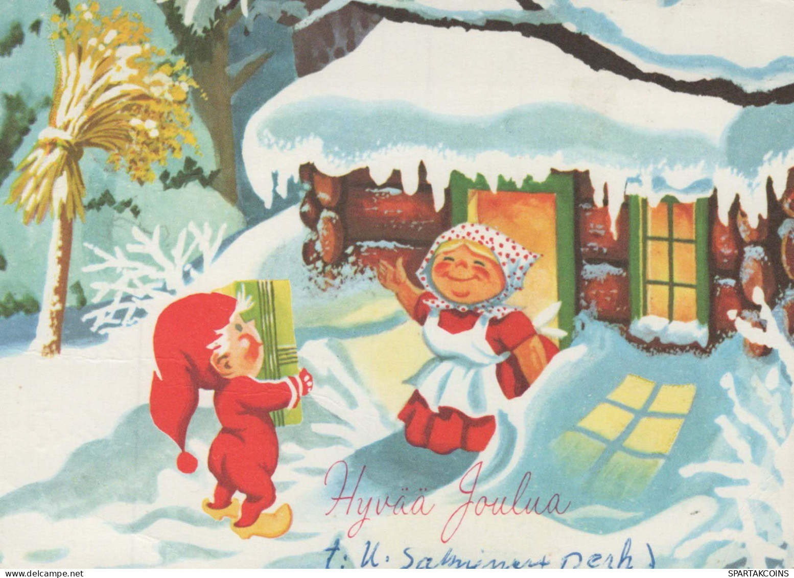SANTA CLAUS Happy New Year Christmas GNOME Vintage Postcard CPSM #PAY554.A - Santa Claus