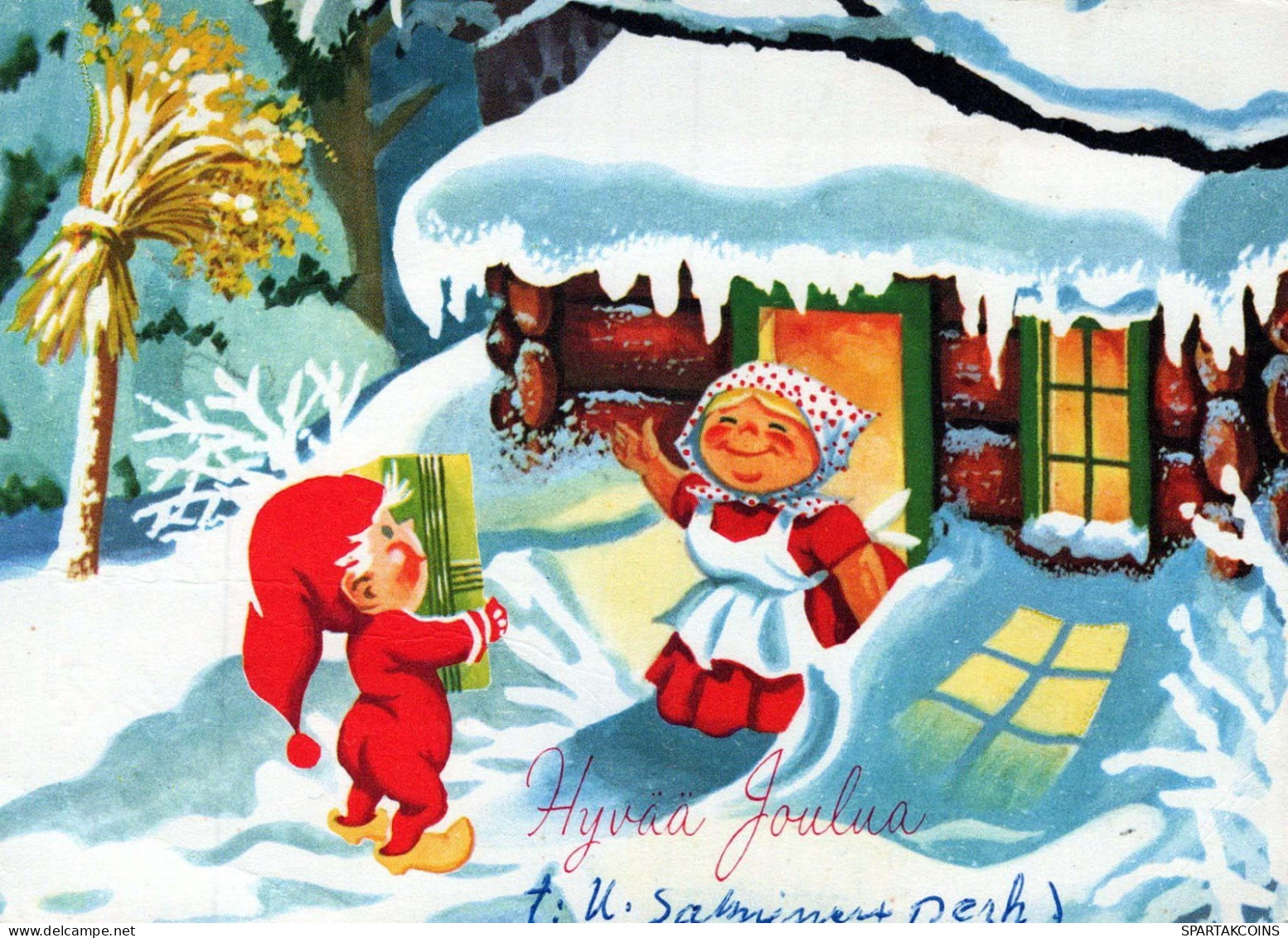 SANTA CLAUS Happy New Year Christmas GNOME Vintage Postcard CPSM #PAY554.A - Santa Claus