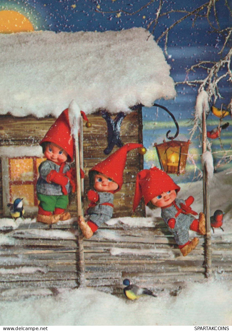 SANTA CLAUS Happy New Year Christmas GNOME Vintage Postcard CPSM #PAY504.A - Santa Claus