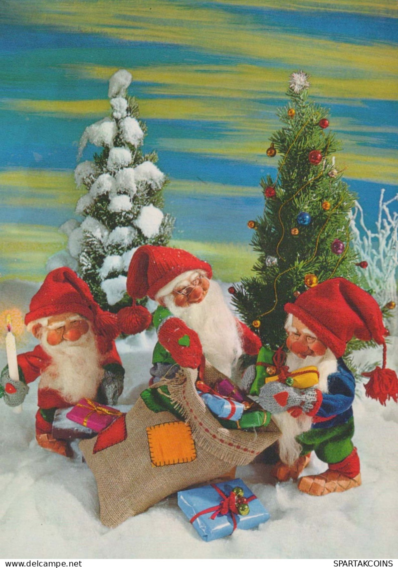 BABBO NATALE Buon Anno Natale GNOME Vintage Cartolina CPSM #PAY501.A - Santa Claus