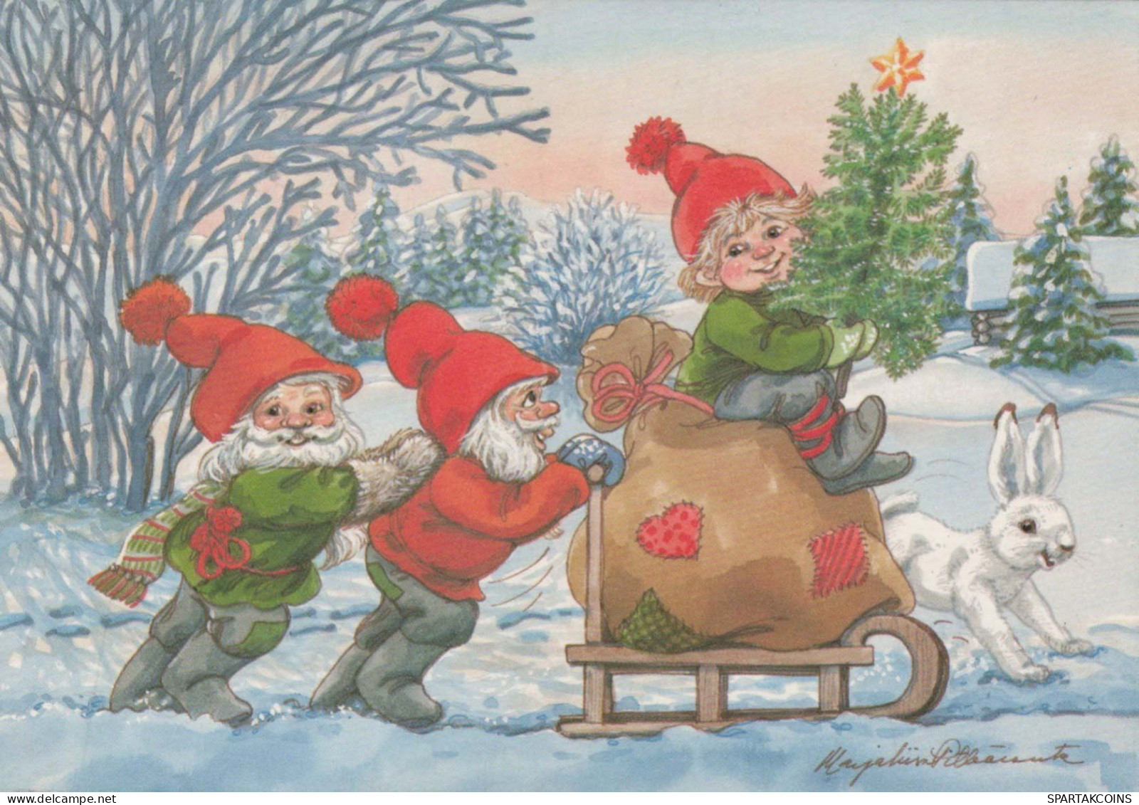 BABBO NATALE Buon Anno Natale GNOME Vintage Cartolina CPSM #PAW890.A - Santa Claus