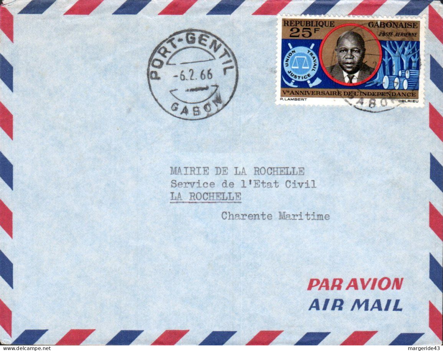 GABON SUR  LETTTRE POUR LA FRANCE 1966 - Gabon